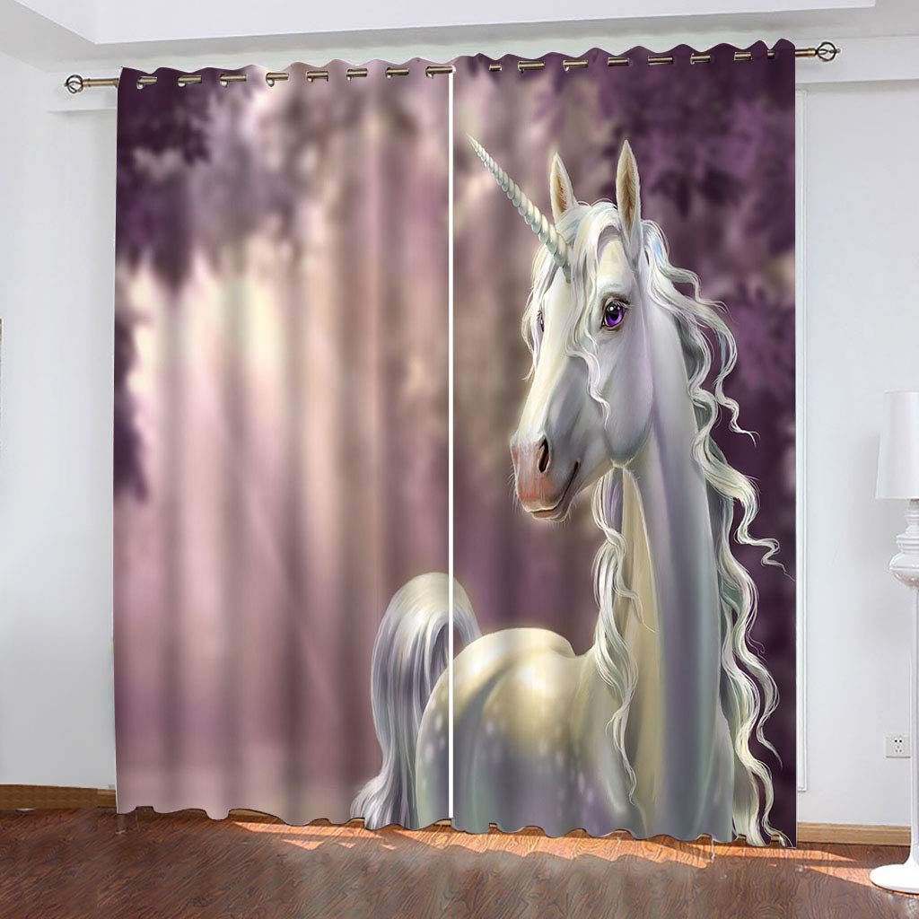 Verduisterende gordijnen voor kinderen voor slaapkamer - 3D-bedrukt mooi kunstdierenpatroon - thermisch geïsoleerd oogje raambehandelingen potlood plooi 140x160cm druppel 2 panelen - woondecoratie