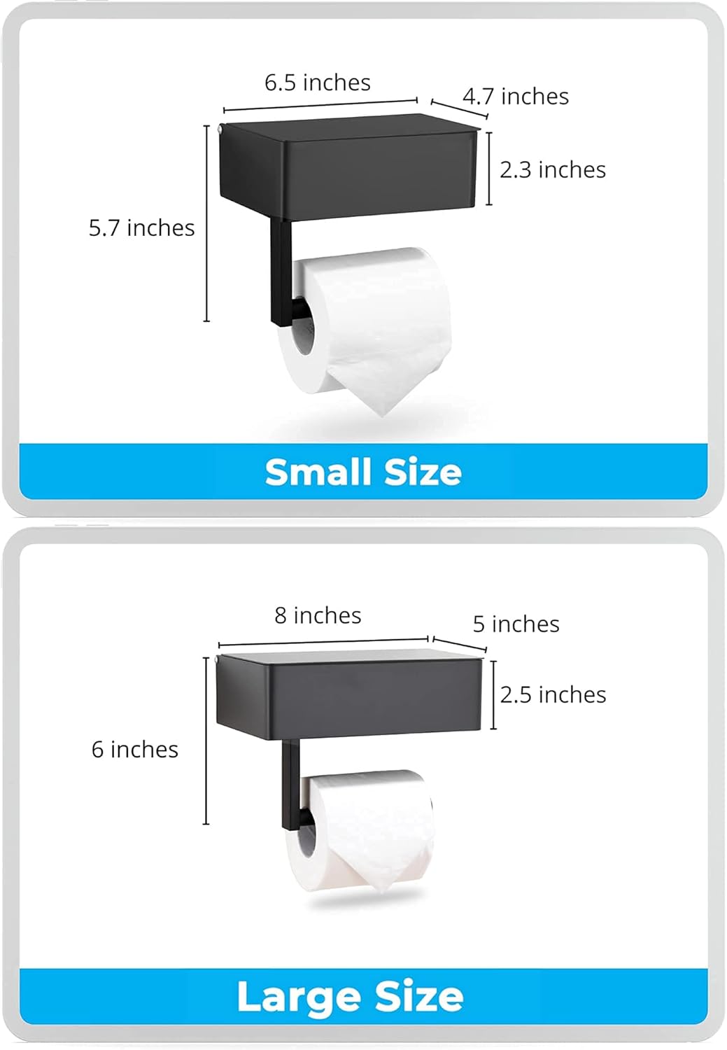 Day Moon Designs Matte Black Toilet Paper Holder with Shelf, Flushable Wipes Dispenser, and Storage for Bathroom - Keep Your Wipes Hidden Out of Sight - Stainless Steel Wall Mount - Large : Tools & Home Improvement