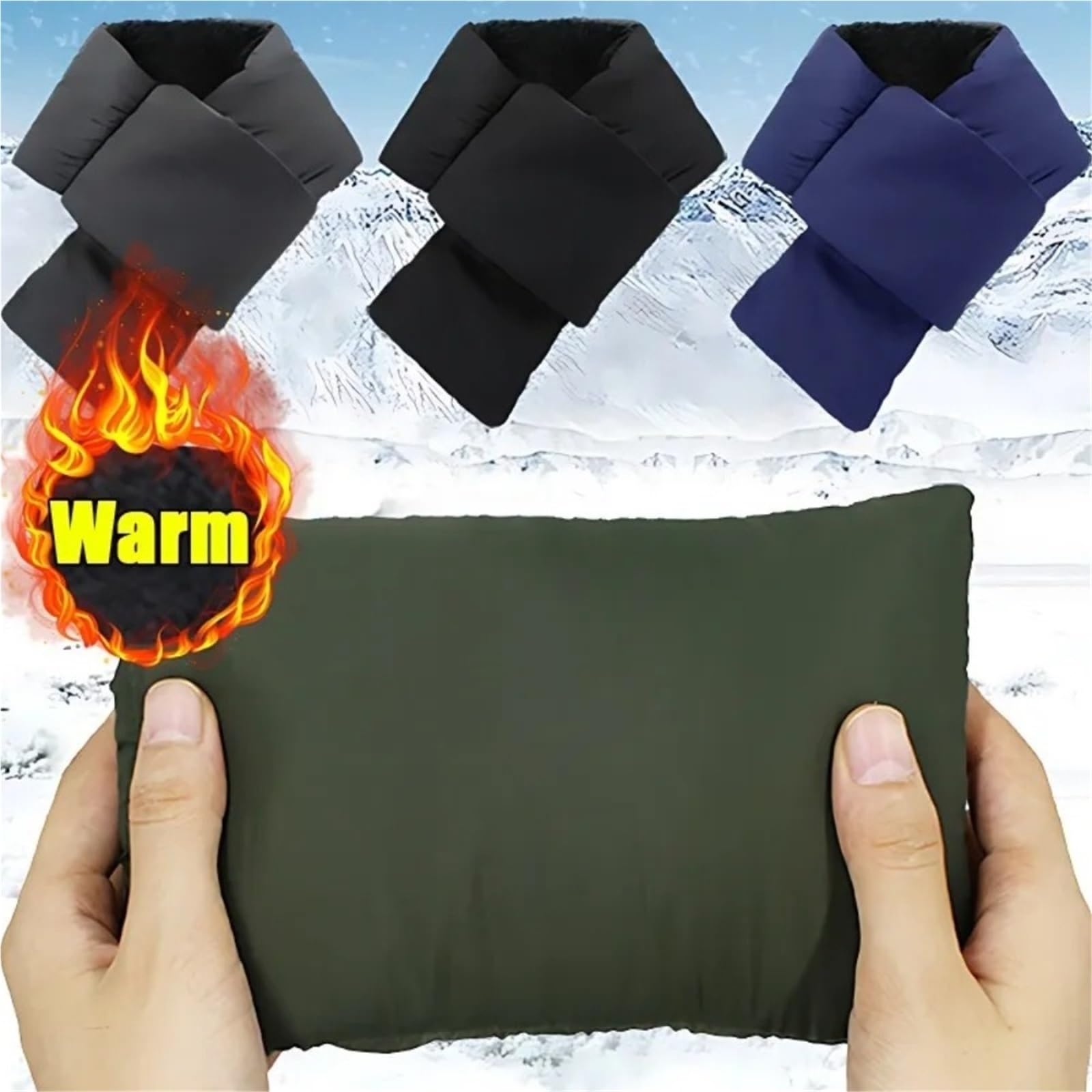 3-teiliger warmer Winterschal for Damen und Herren, dicker Plüsch, mit Fleece gefüttert, wasserabweisend, winddicht Für Camping, Wandern