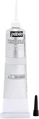 Miniatura 3 de Pebeo Vitrail - Pintura dimensional para alivio de cerdos, tubo de 1.3 fl oz con boquilla, plata, 1.2 fl oz (paquete de 1)