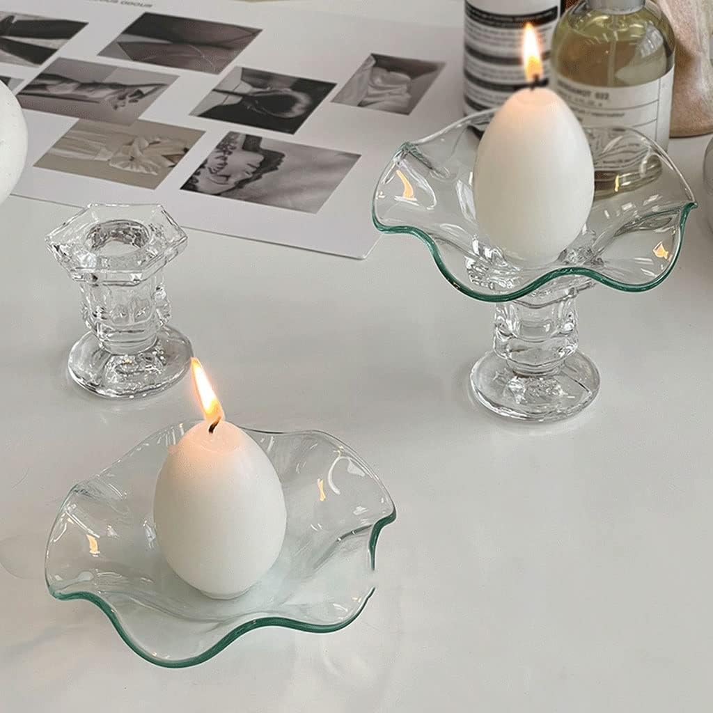 Vintage Candelabra Curved Pillar Glass Candle Holder Dining Table Center Candle Holder Suitable for Dinner Living Room Kitchen Dining Room Candle Stand
