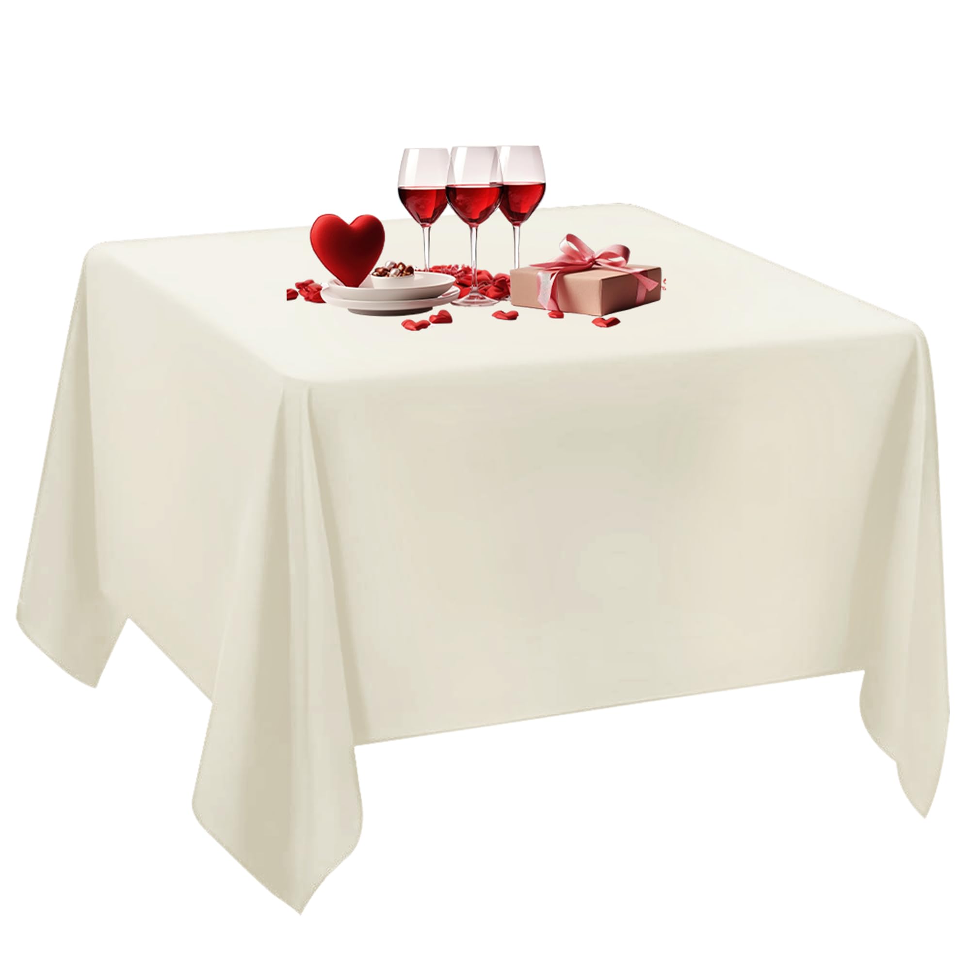 Trimming Shop Square Table Cloth, 70" x 70" Premium Linen Tablecloth Washable Spill Proof Polyester Dining Table Cover for Restaurant Cafe Wedding Birthday Party Table Decoration, Ivory, 10pcs โ image 1