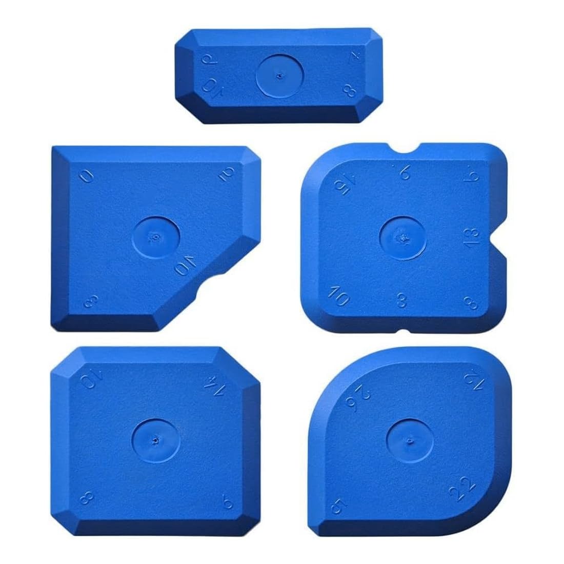 Set di 5 Strumenti Calafataggio Blu - Raschietto, Levigante, Giunti, Accessorio Pistola Cartucce - Kit Togli Silicone, Rimuovi, Spatole Sigillante