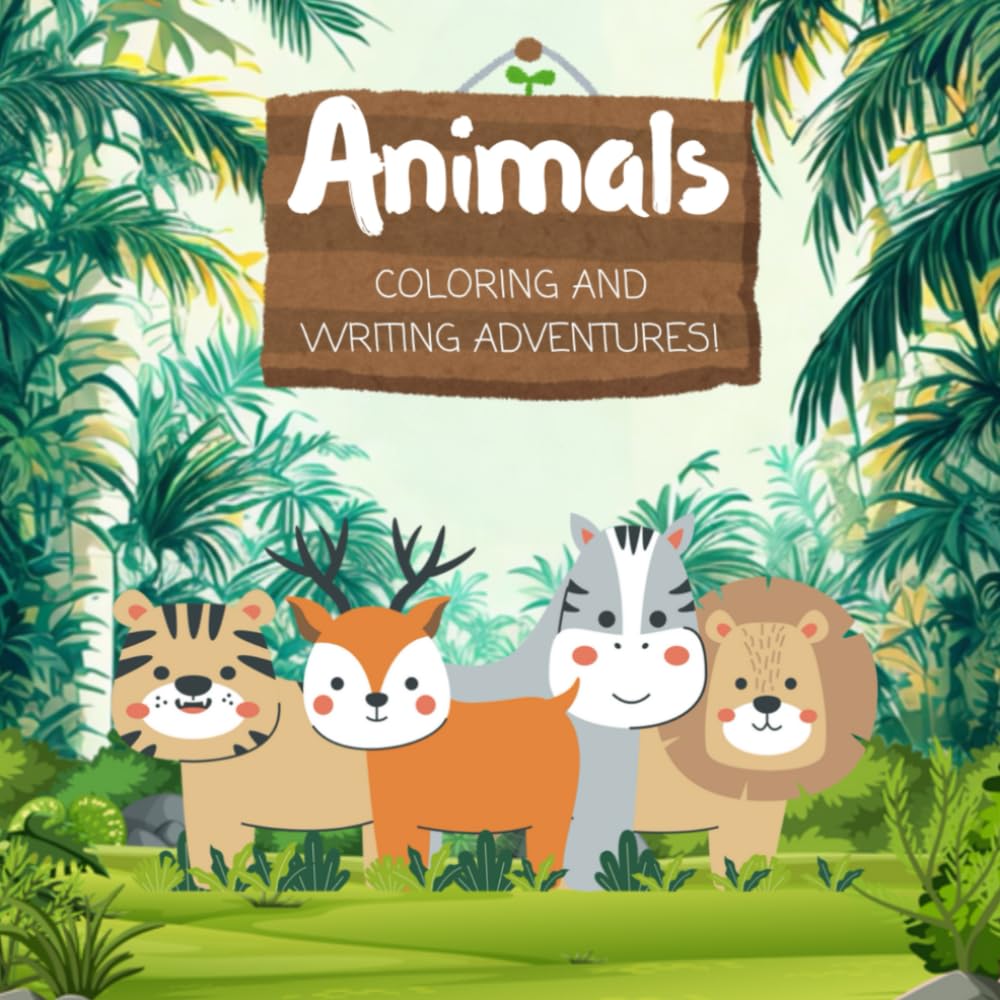 Animals colouring and writing book: alphabet practice handwriting practice colouring fun