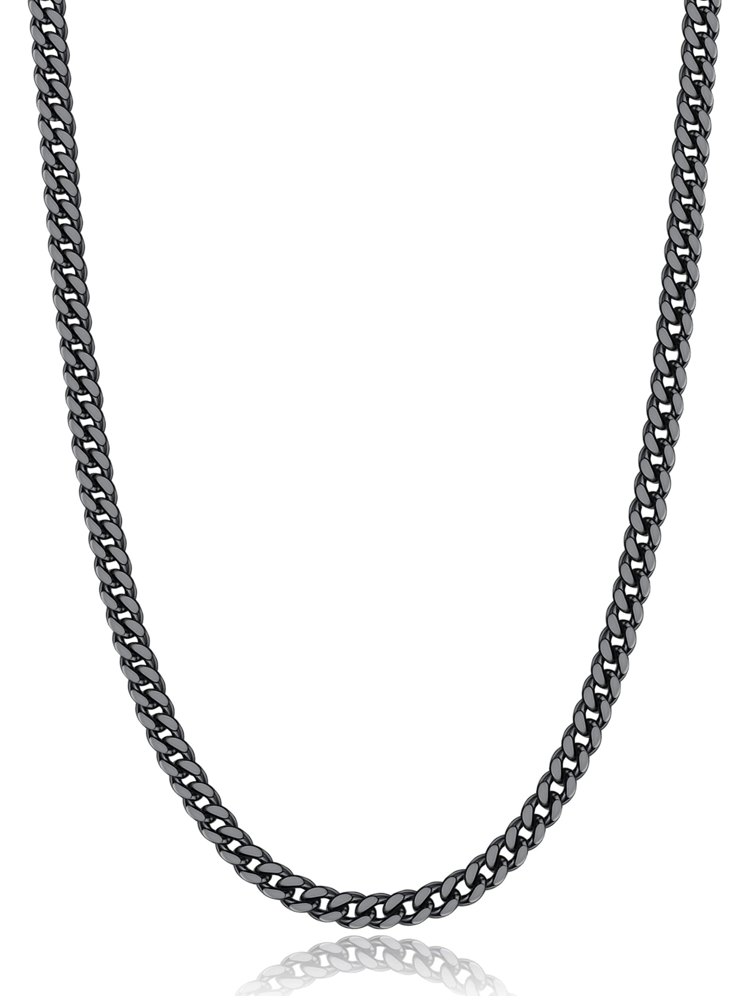 Jewlpire Silver/Black/Gold Chain for Men, Cuban Link Chain Necklace for Men Women, 4mm/6mm Mens Necklace 18K Gold Plated/316L Stainless Steel Mens