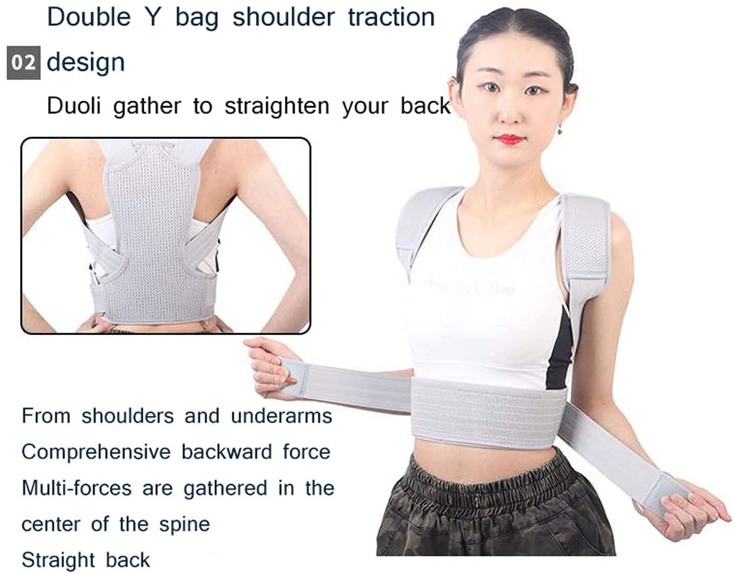 Ból pleców Korektor Postury Powrót Hump Korekta Pas Regulowany Prostownica Wstąpienia Zapewniająca ulga bólu z Neck Back Shoulder(Black,S)