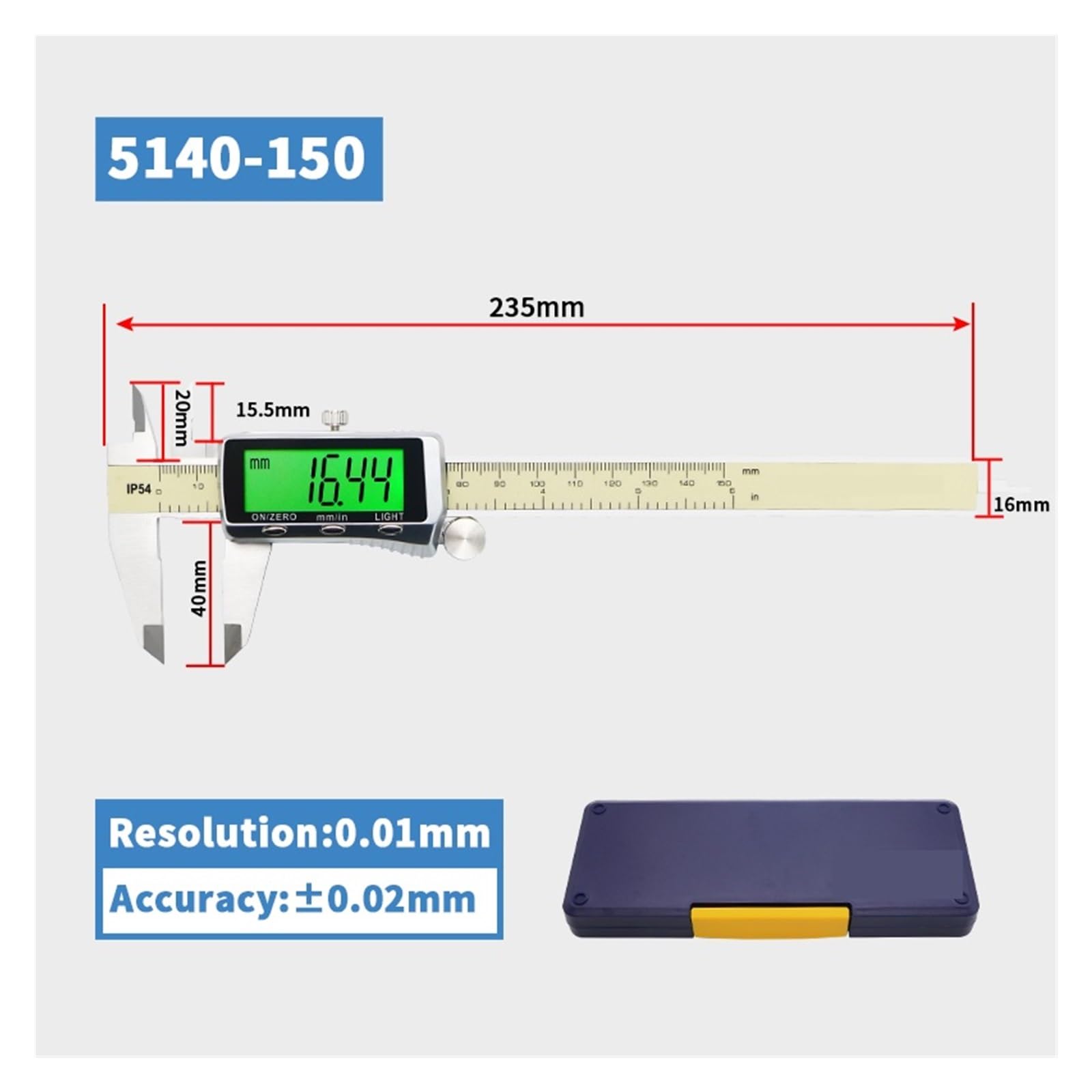 Suwmiarka cyfrowa IP54 150mm Suwmiarka elektroniczna Linijka cyfrowa suwmiarka z noniuszem Suwmiarka cyfrowa Suwmiarki ze stali nierdzewnej 150mm narzędzia pomiarowe(5140-150)