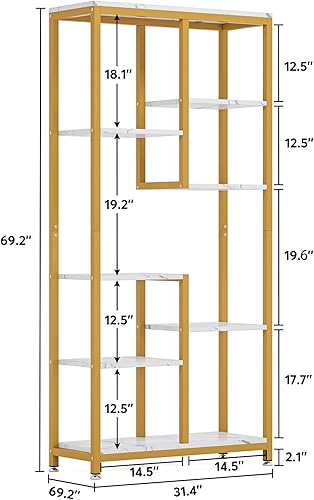 Miniatura 2 de Tribesigns Estantería de 6 niveles alta, moderna estantería abierta de 8 estantes de almacenamiento para sala de estar, oficina en casa