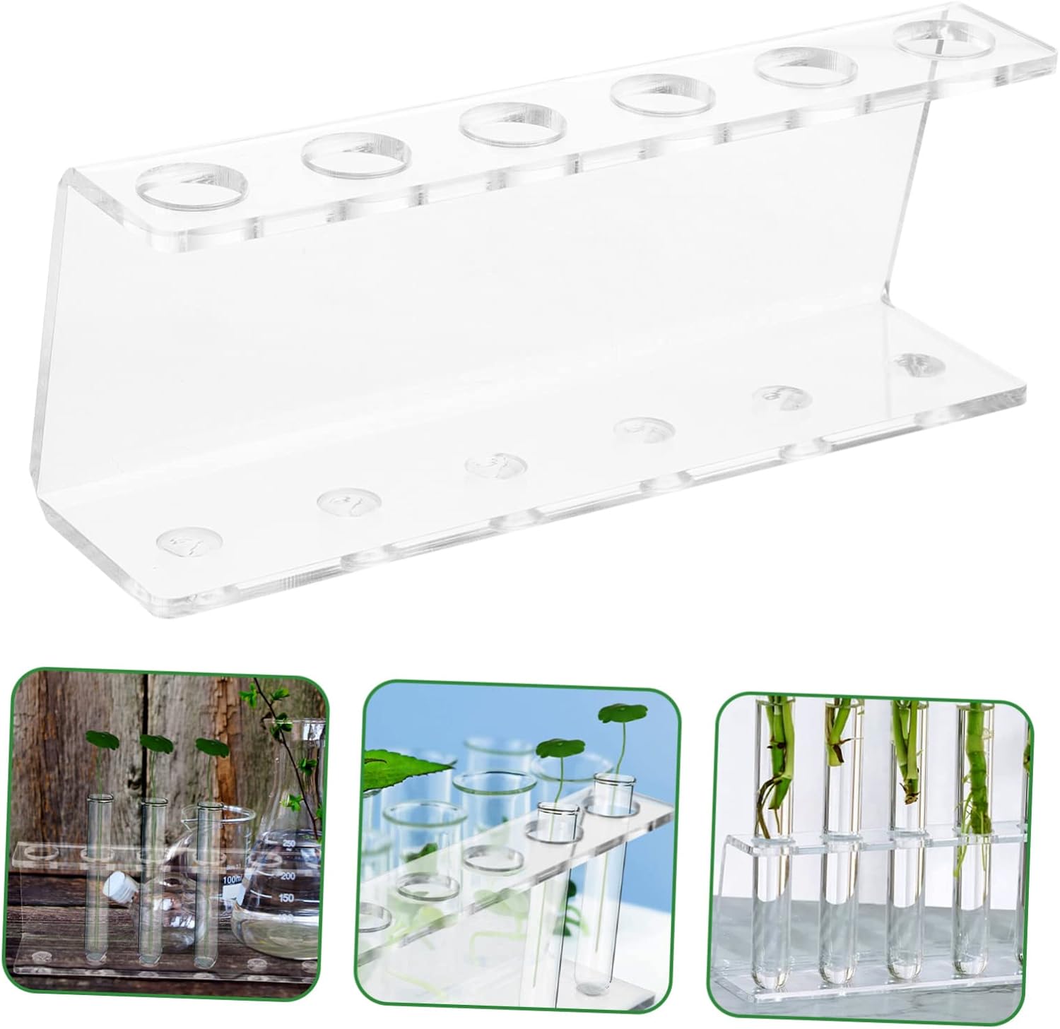 Mobestech Hydroponic Test Tube Holder Rack Transparent Acrylic Display Stand 8.66X3.54X2.36 Inches Stable Tabletop Organizer for Lab and Plant Tubes
