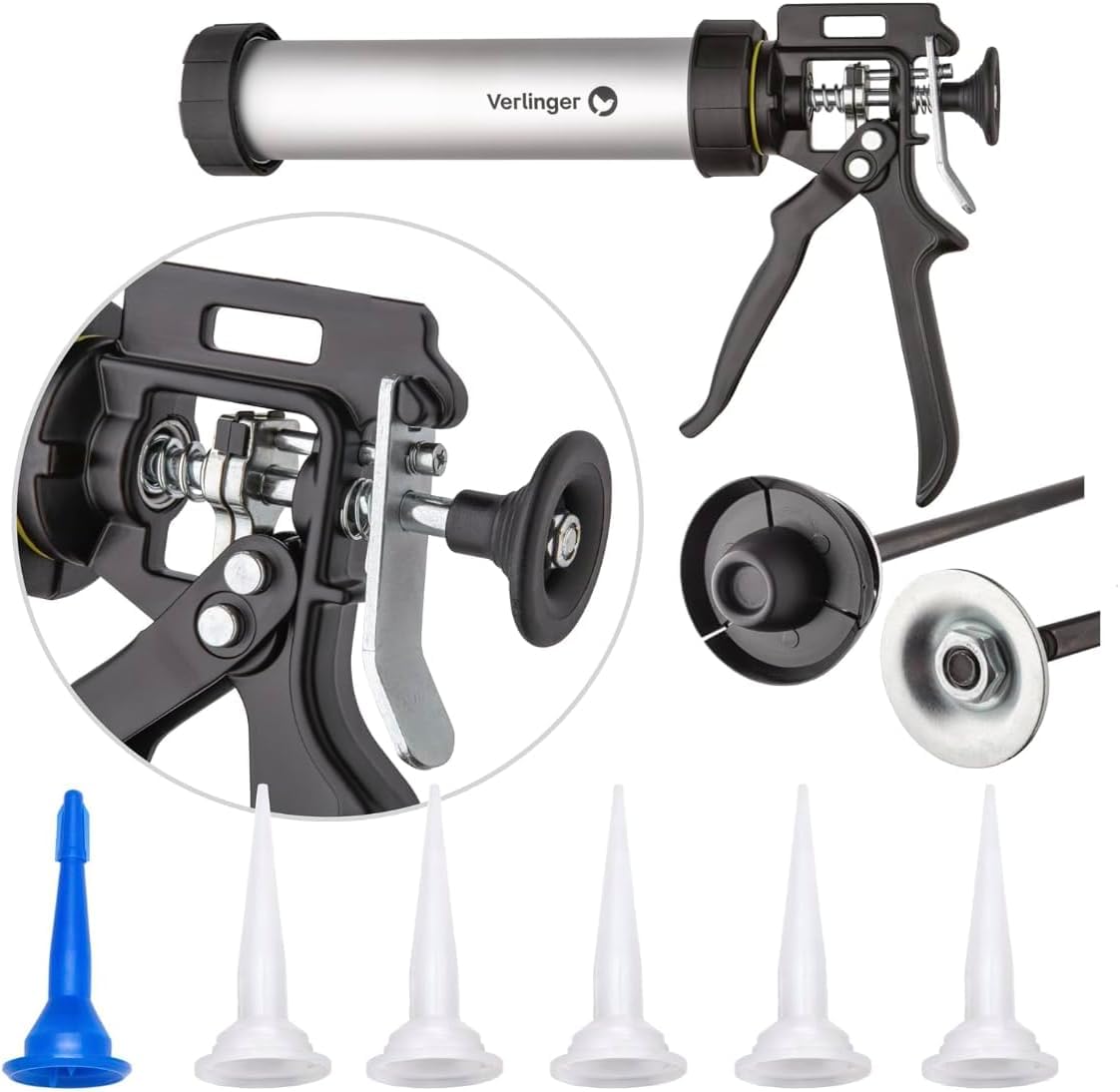 Profesjonalny pistolet na kartusz o pojemności 280/310/400 ml, 4500 N 26:1, trwały, ergonomiczny, precyzyjny do silikonu, akrylu, kleju, wytrzymała konstrukcja do prac budowlanych i