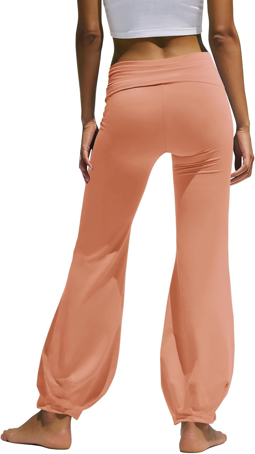 Panadila Womens Flare Leggings Buttery Soft Fold Over Leggings Workout Yoga Pant Athletic Gym Pilates Outfits - Image 4