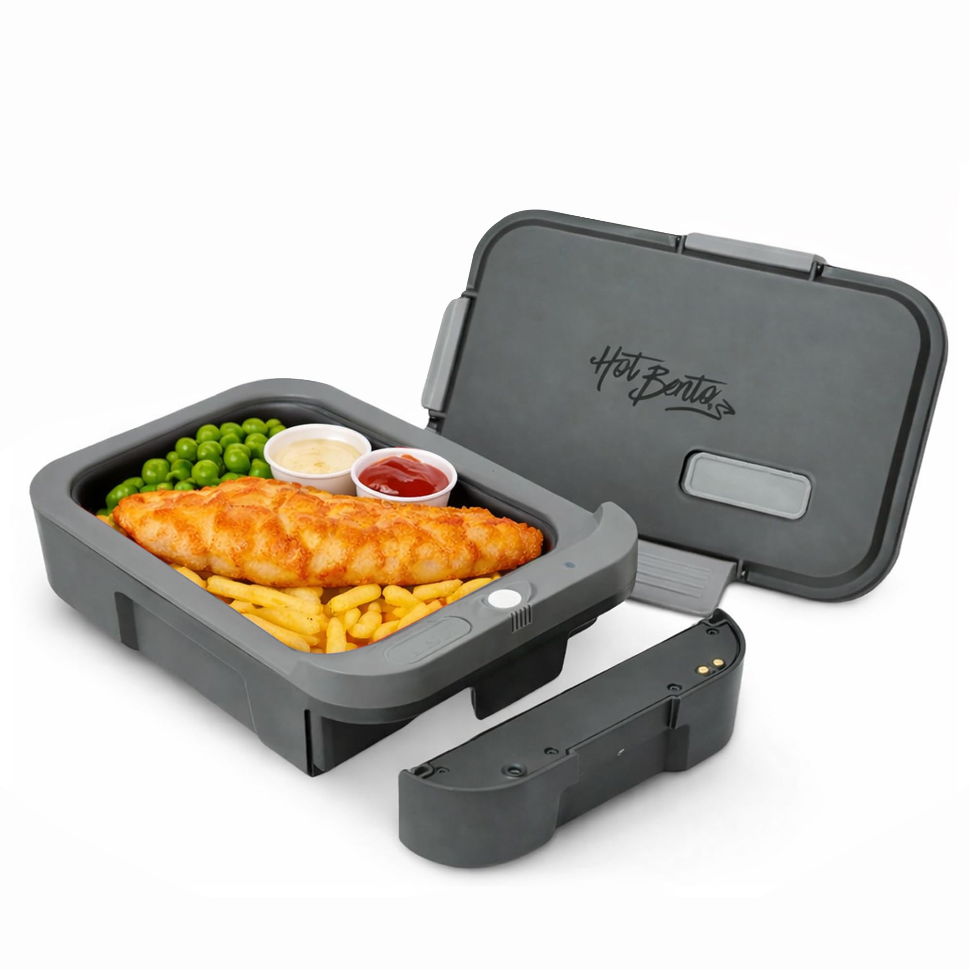 Hot Bento Plus – Electric Heated Lunch Box, Self-Heating, Rechargeable Food Warmer with Removable Battery, 10-Min Heat, Battery Powered Lunch Box for School, Office, Travel - Black — image 1
