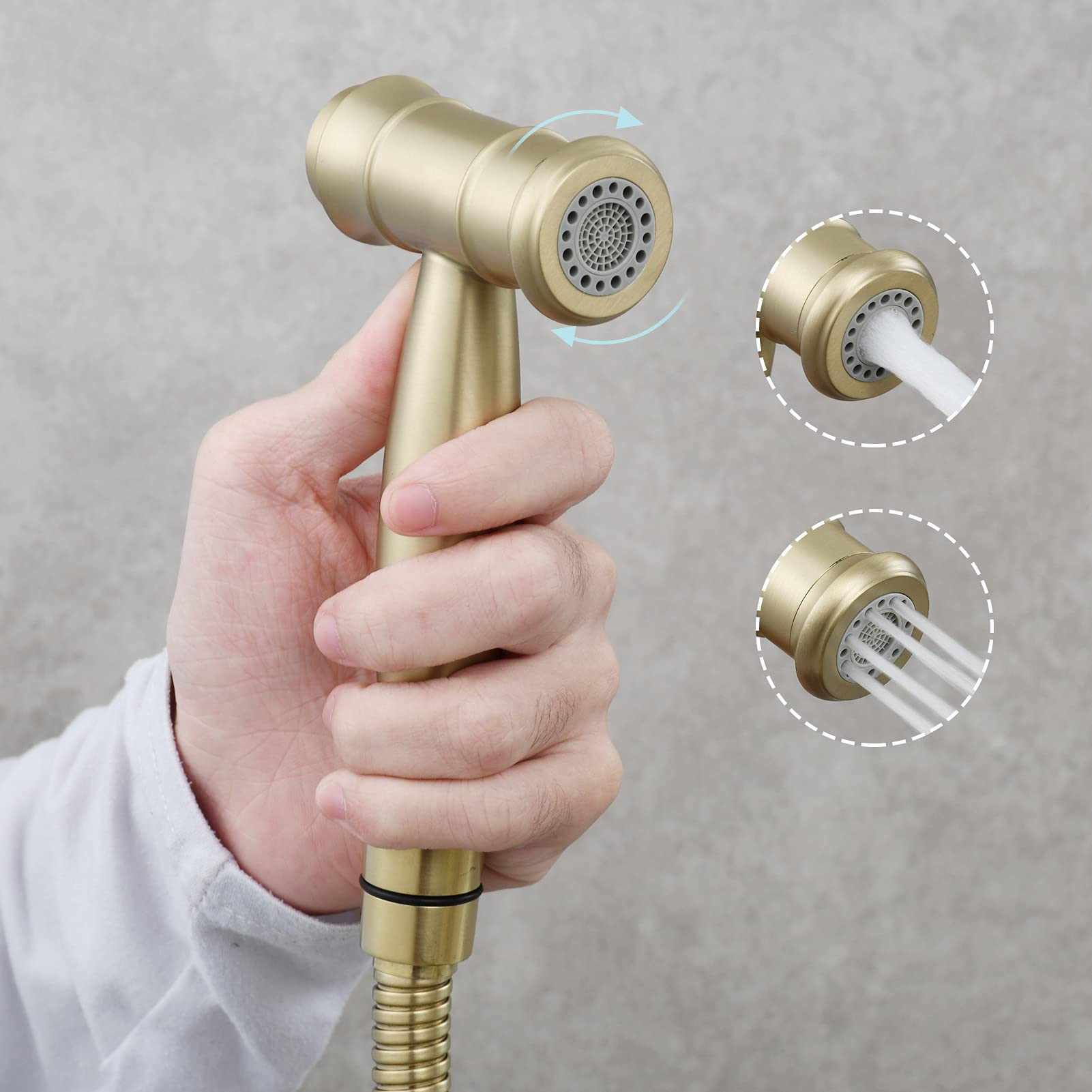 Tecmolog 2 Functions Handheld Bidet Sprayer Head Stainless Steel Bathroom Portable Toilet Shattaf Faucet for Personal Hygiene Brushed Gold WS035J - Image 3