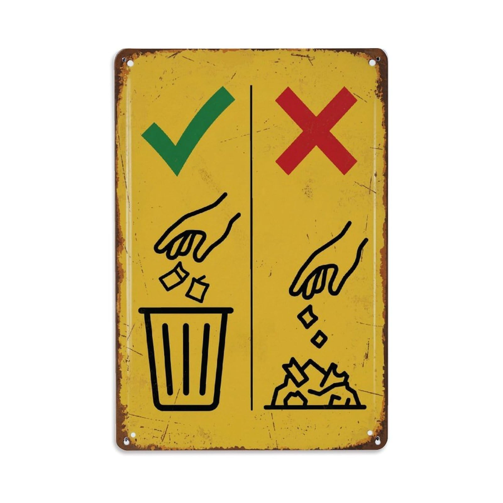 Litter Disposal Public Vintage Metal Tin Sign Plaque Wall Decor for Cafe, Club, Garden Metal Poster 8x12Inch