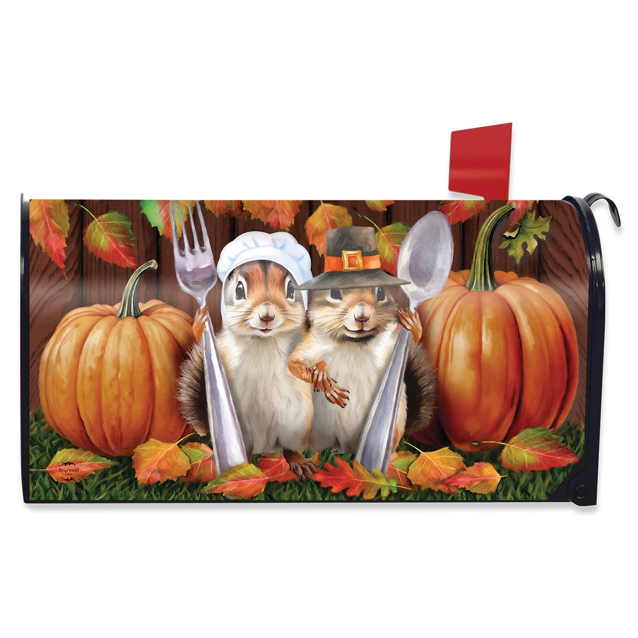 Briarwood Lane Thanksgiving Mailbox Cover - Standard Size - Thankful Chipmunks for Thanksgiving Mailbox Cover