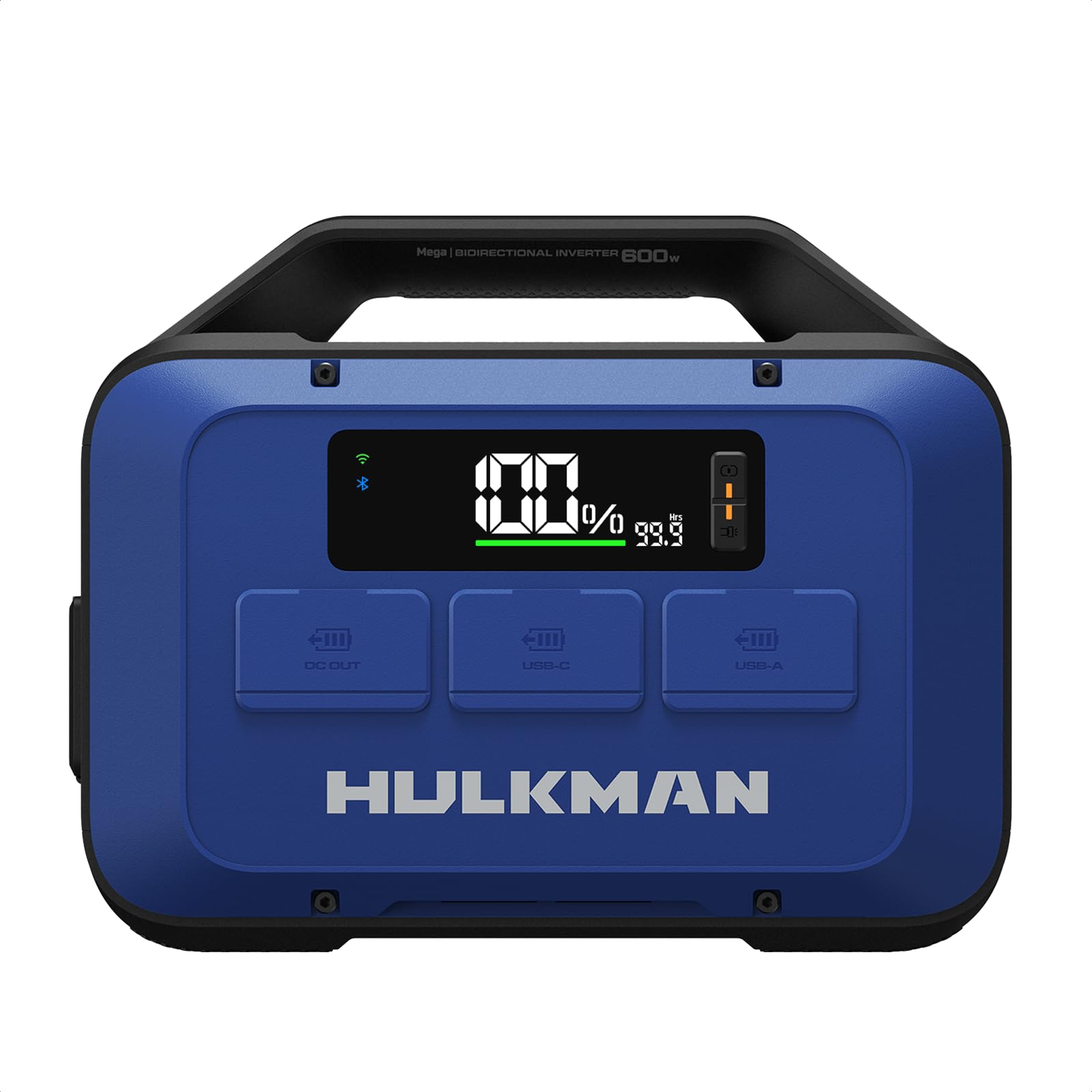 Hulkman Mega 576Wh Power Station, Works at -4°F, PD100W, 1h fast charging, Ternary Lithium Battery with 10 ports, 600W AC Outlets, UPS 15ms, Solar Generator(Solar Panel Optional), Deep Blue