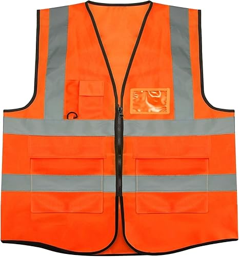High Visibility Reflective Vests Hi Viz High Vis Visibility Vests, 2 Band Reflective Security Work Contractor Safety Vest Waistcoat Jacket, Outdoor Work Vest Size L 3XL (1 Pack, Orange, XL) Price In - View #4