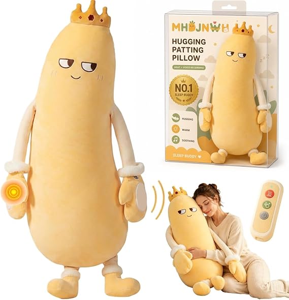 Hugging Patting Pillow With Heat, Bluetooth Voice Recording Sleep Buddy