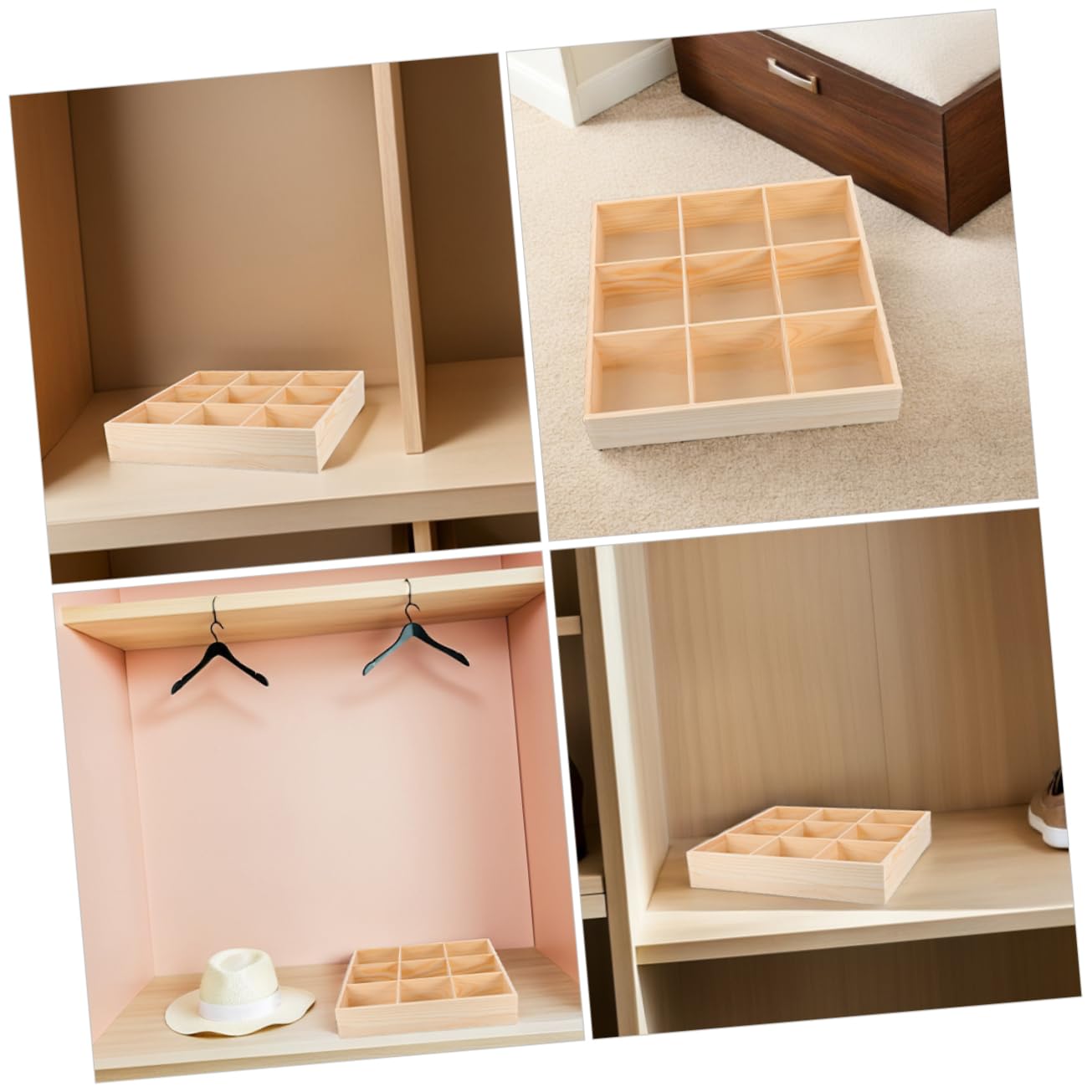 OUNONA 2 Stück Schubladenorganizer Aus Holz 9-fächer Sockenorganizer Für Kleinteile Kompakte Aufbewahrungsbox Für Unterwäsche Und Krawatten Im Kleiderschrank