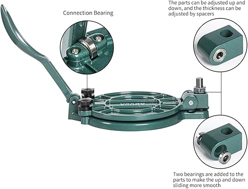 Miniatura 5 de Prensa de tortilla ajustable de grosor de 8 pulgadas, color verde, Roti, prensa de masa, dosa, tawa, tamal, pizza, pastel, patty (se necesita papel
