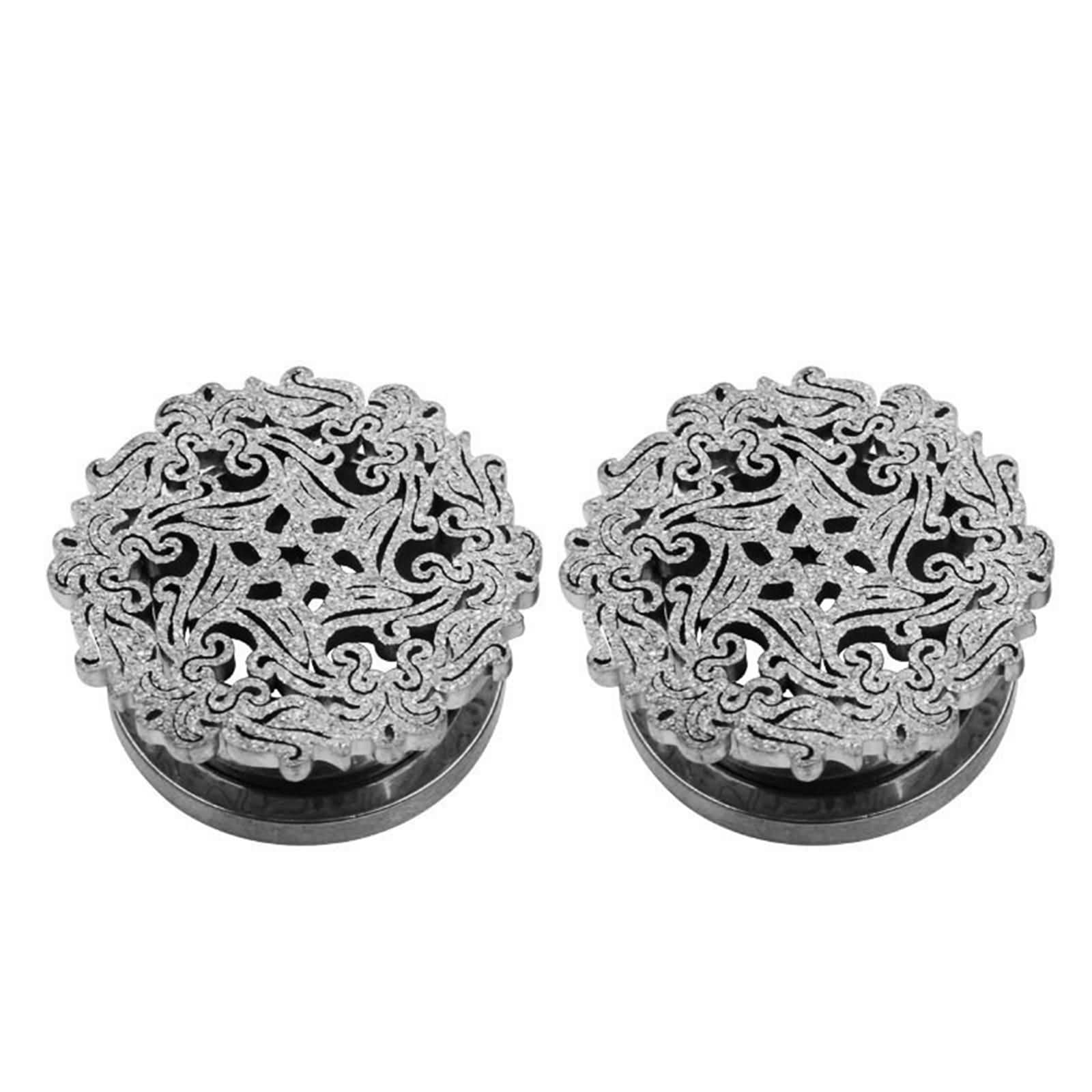 Daesar Ohr Tunnel Set, Plugs 6-16MM Edelstahl Schneeflocke mit Schraubverschluss Ohrringe Piercing Tunnel Plug