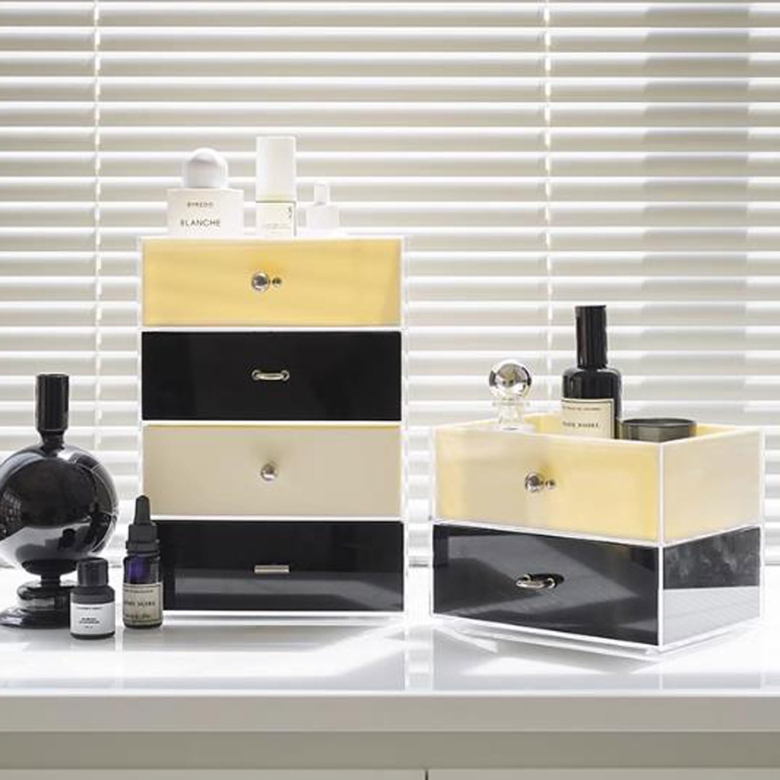 Conservazione dei cosmetici Scatola porta trucchi con 3 cassetti | Custodia for gioielli for la cura della pelle dell'organizzatore di cosmetici