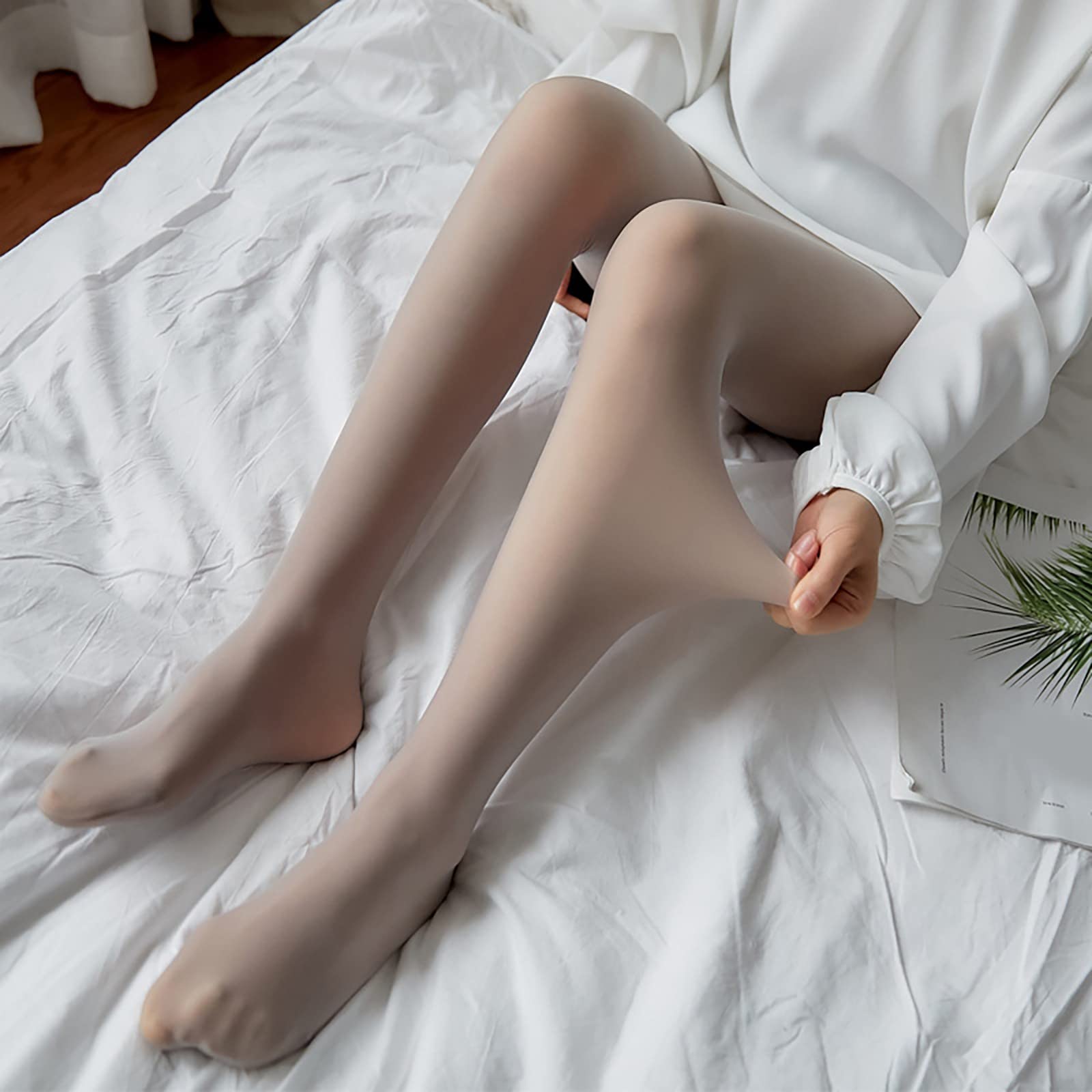 Collants Femme Collant Fantaisie Femme Collant sans Pied Chaussette Grande Taille Coton Leggs Effet Peau Nue Collants Thermiques Marron Sexy Effet Chaussette Incassable Bas sans Pied Noir Legging