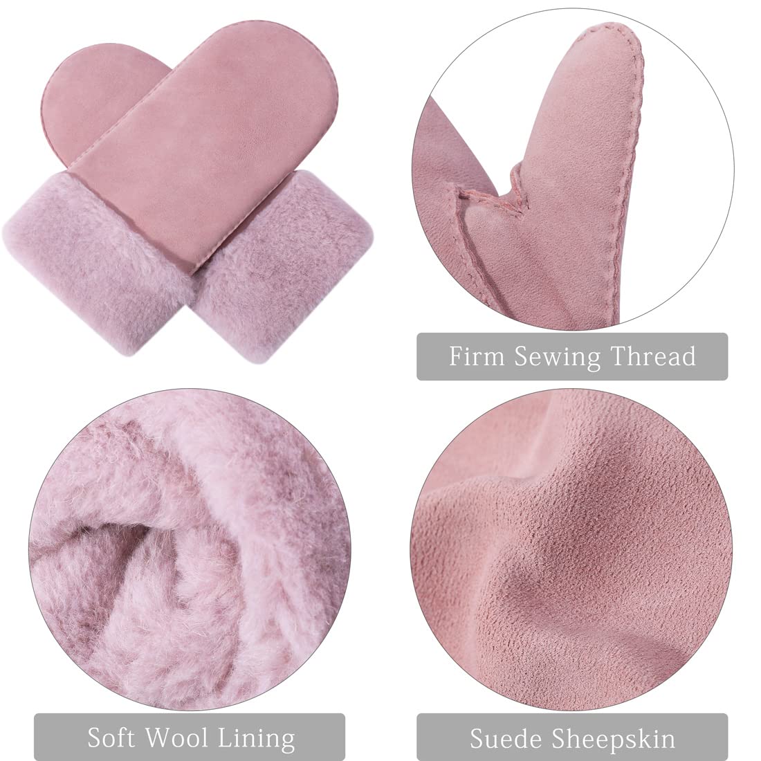 Harssidanzar Guanti del guanto delle Donne,Shearling della pelle di pecora riscaldato caldo del polsino del pelo per inverno freddo KL024EU