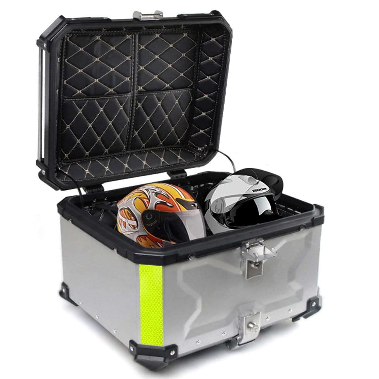 DAZULI 45l 55l 65l 80l 100l Waterproof Motorcycle Tail Box, Aluminum Universal Motorcycle Top Case, Trunk Tour Storage with Security Lock and Base Plate,Silver-80L