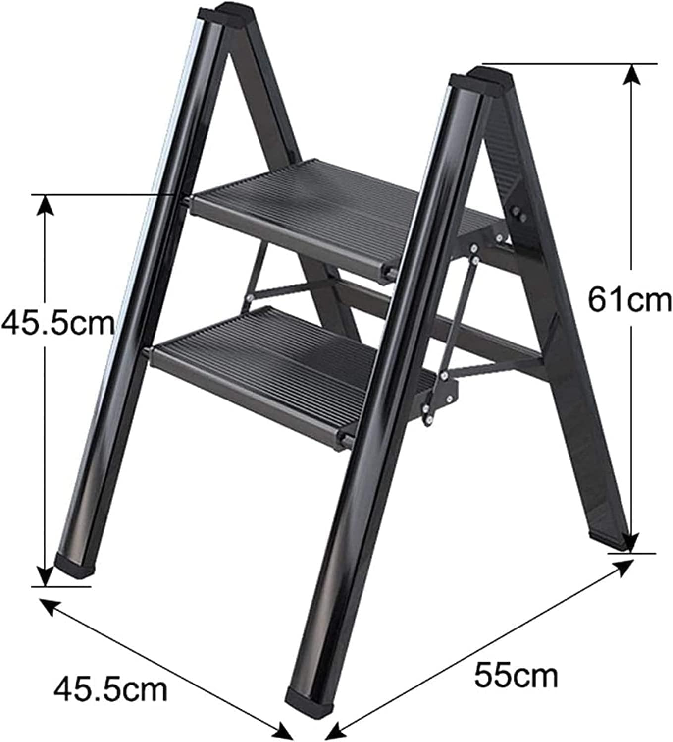 2 Step Ladder Folding Step Stool Portable Ladder Stool Home Ladder Multifunction Herringbone Ladder(B)