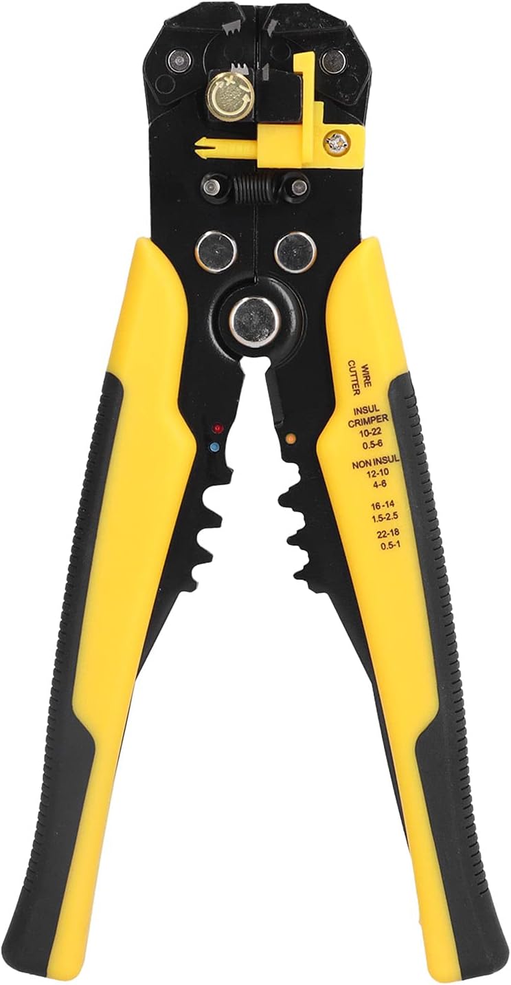 Self Adjusting Stripper Pliers Professional Electric Wire Terminal Crimping Tool for Copper Aluminum Cables 10 24AWG Alloy Steel Rubber Plastic Handle 210mm 8.3in