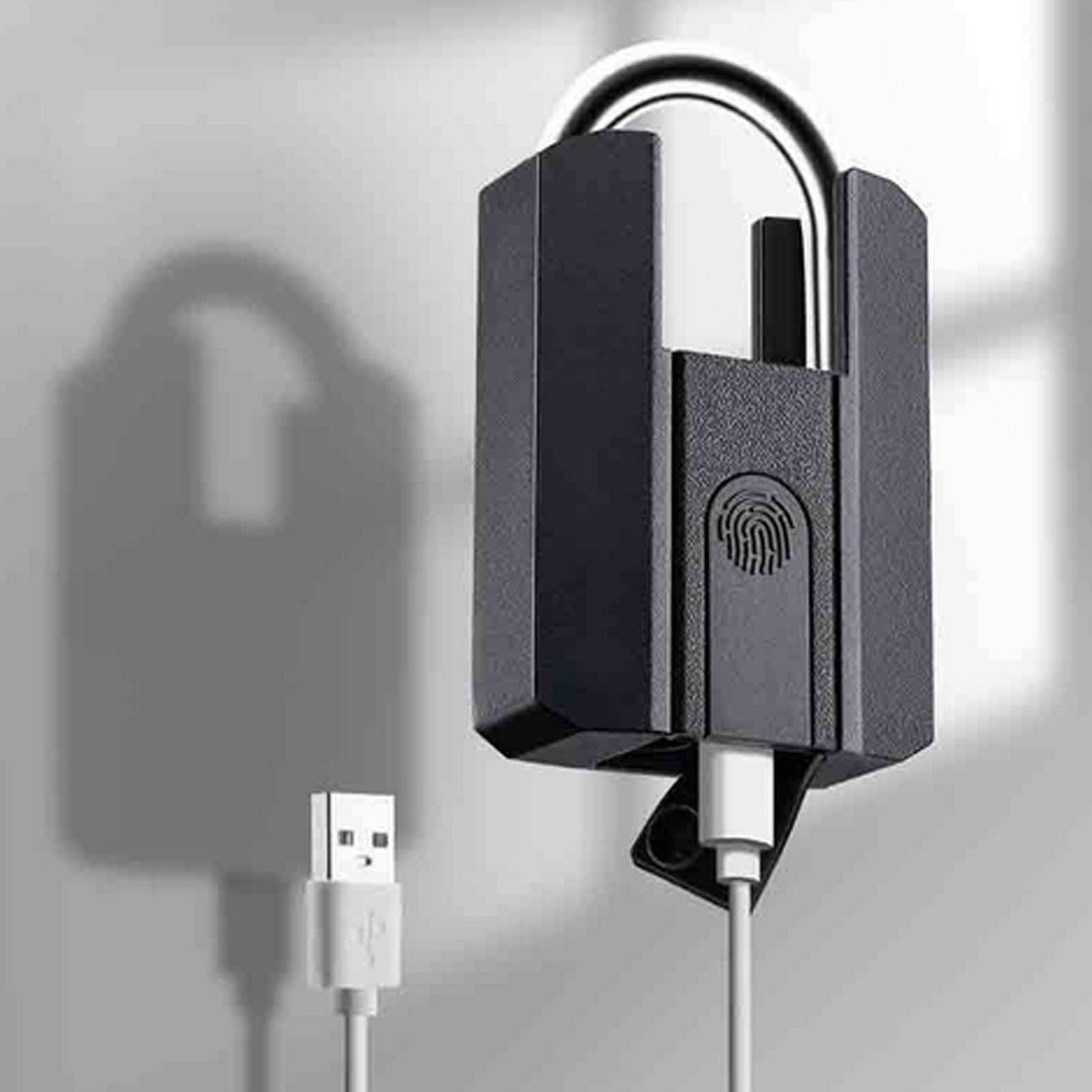 Candado de Huella Dactilar, 3 En 1 Impermeable Huella Dactilar Bluetooth App Cerradura con 2 Llaves, USB de Carga de Alta Seguridad de combinación de Bloqueo para Armario, cajón