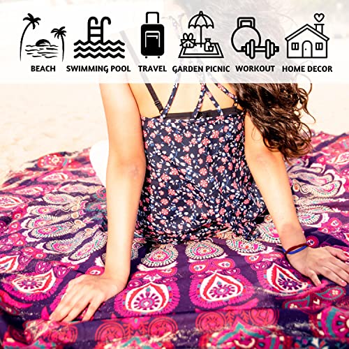 Folkulture FMT13 Round Mandala Tapestry Or Boho Beach Blanket Or Bohemian Decoration Or Hippie Beach Blanket, Circle Tablecloth Or Picnic Blanket thumb #3