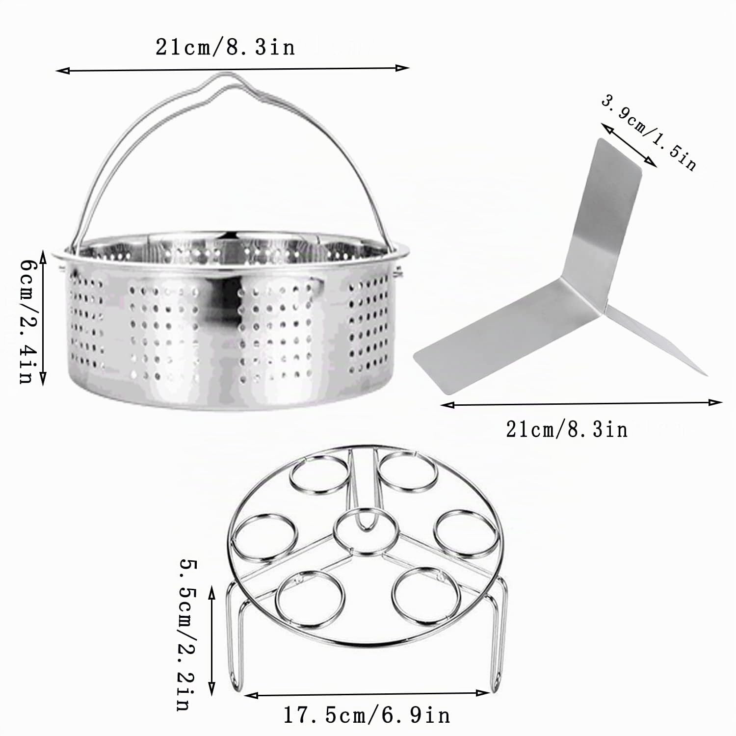 Set Cestelli Vapore, Accessori Pentola Pressione, Cestello Cottura a Vapore, Cestello a Vapore,10000, Cucina Cestino a Vapore, per Panini al Vapore, Mais, Pesce,Uova, Verdure