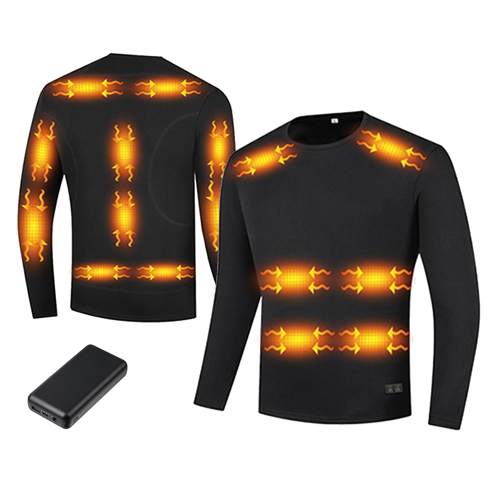 TOVCHEI USB Heated Underwear Men Women Thermal Shirts And Pants, Winters Outdoor Cycling Heating Top And Bottom, with Battery,Men tops,L