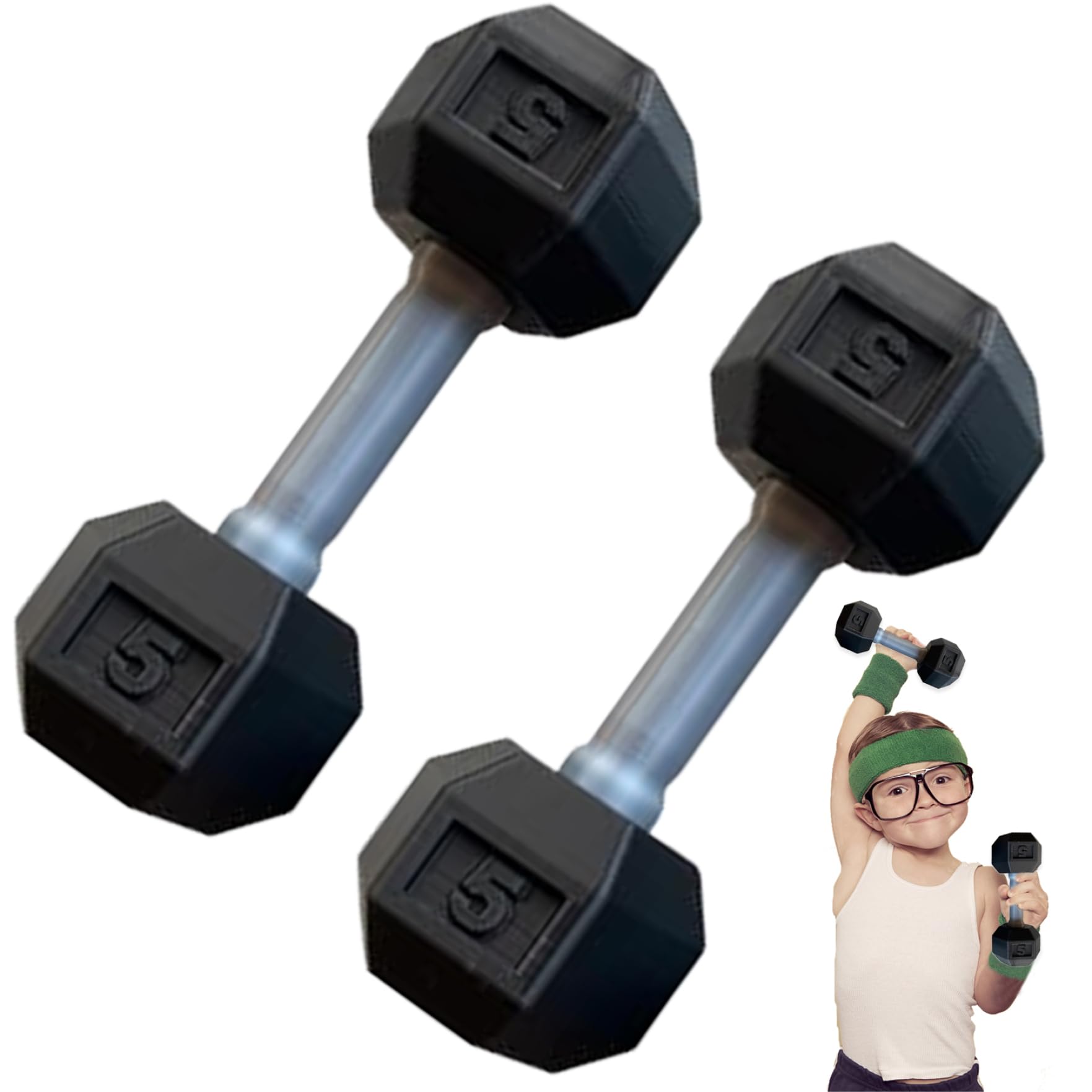 2 Pcs Kids Dumbbells Set,Dumbbells for Baby Mini 1.8x4.7 In Silicone Hand Weight Lifting Set for Fitness Exercise Funny Sport Toys for Toddlers (Black