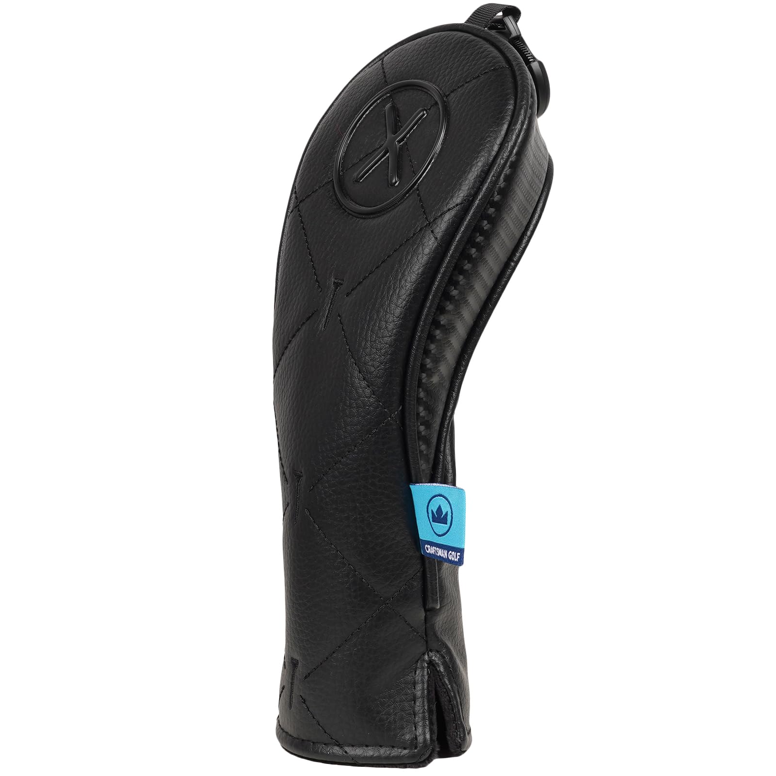 Craftsman Golf Premium Black Quilted Golf Head Cover Durable PU Leather Golf Club Headcover Hybrids Rescue Cover