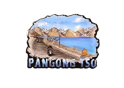 Skywalk Leh Ladakh Souvenir Wooden MDF Pangong Lake Fridge Magnet (Multicolour)