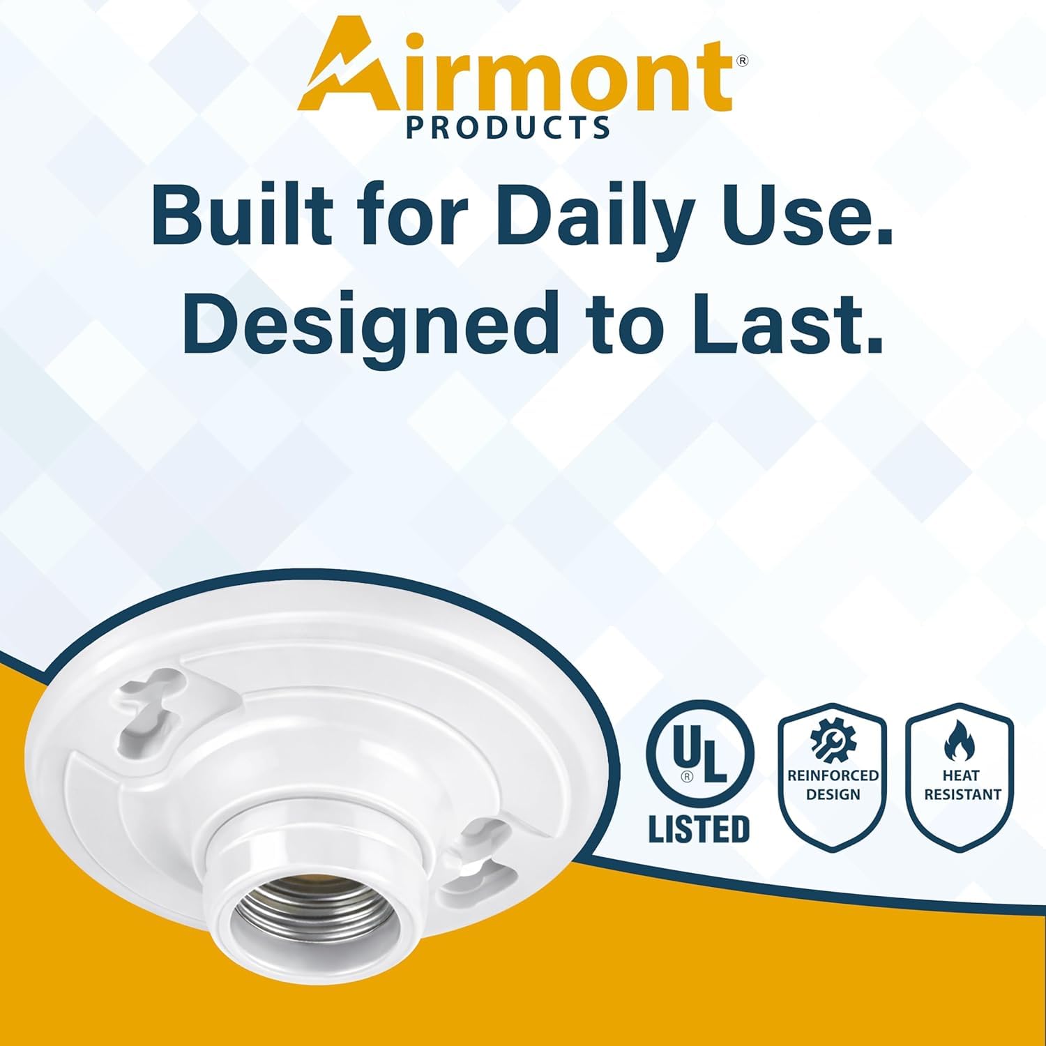 (10 Pack) Keyless Plastic Lamp Holder, Medium Base E26 Ceiling Light Socket, One-Piece Outlet Box Mount, 660W UL Listed, Socket Holder for LED Incandescent Bulbs, Utility Lamp Socket Replacement