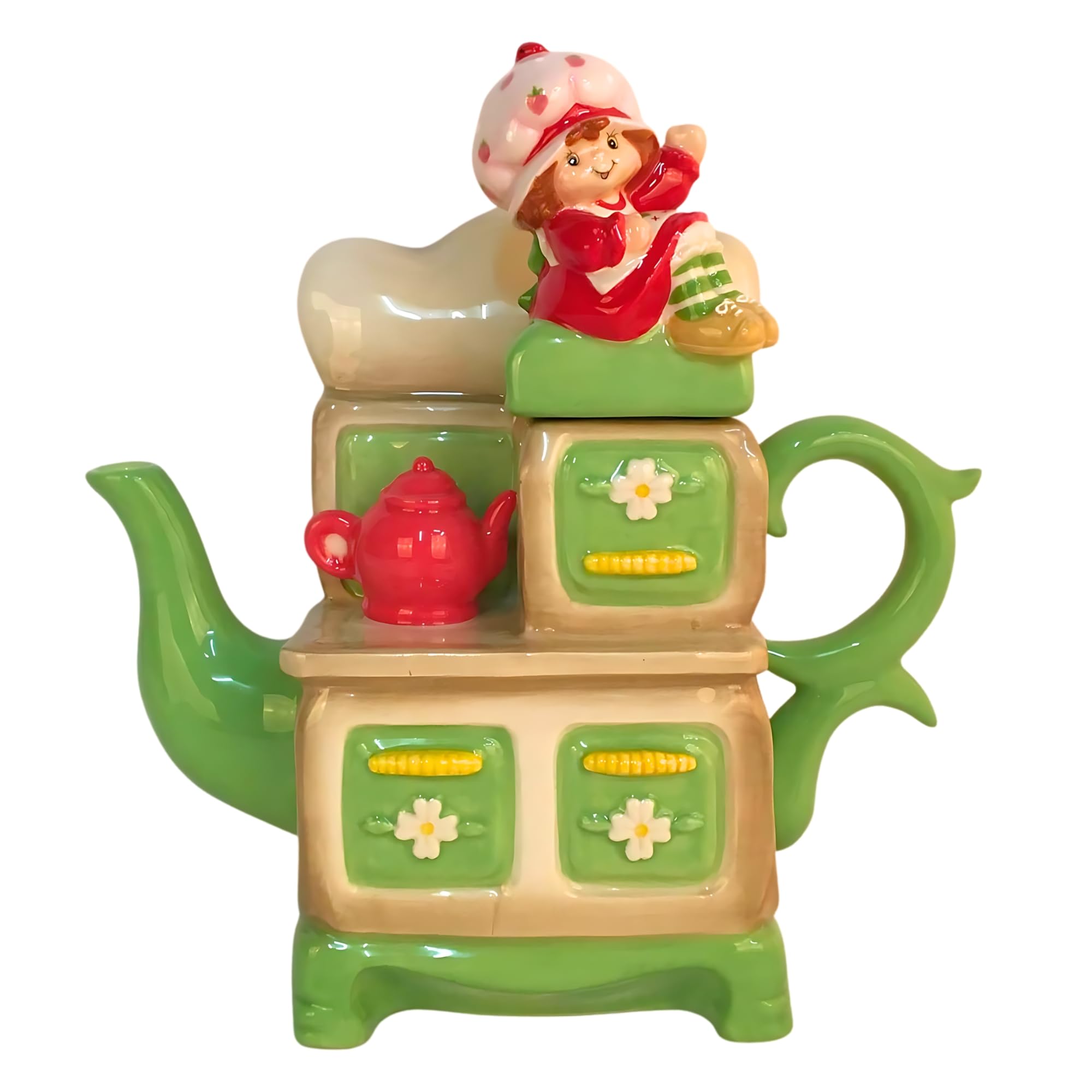 Strawberry Shortcake Tea On the Stove Teapot, 24 oz, 8.5"L x 4"W x 8.5"H created by Blue Sky Clayworks