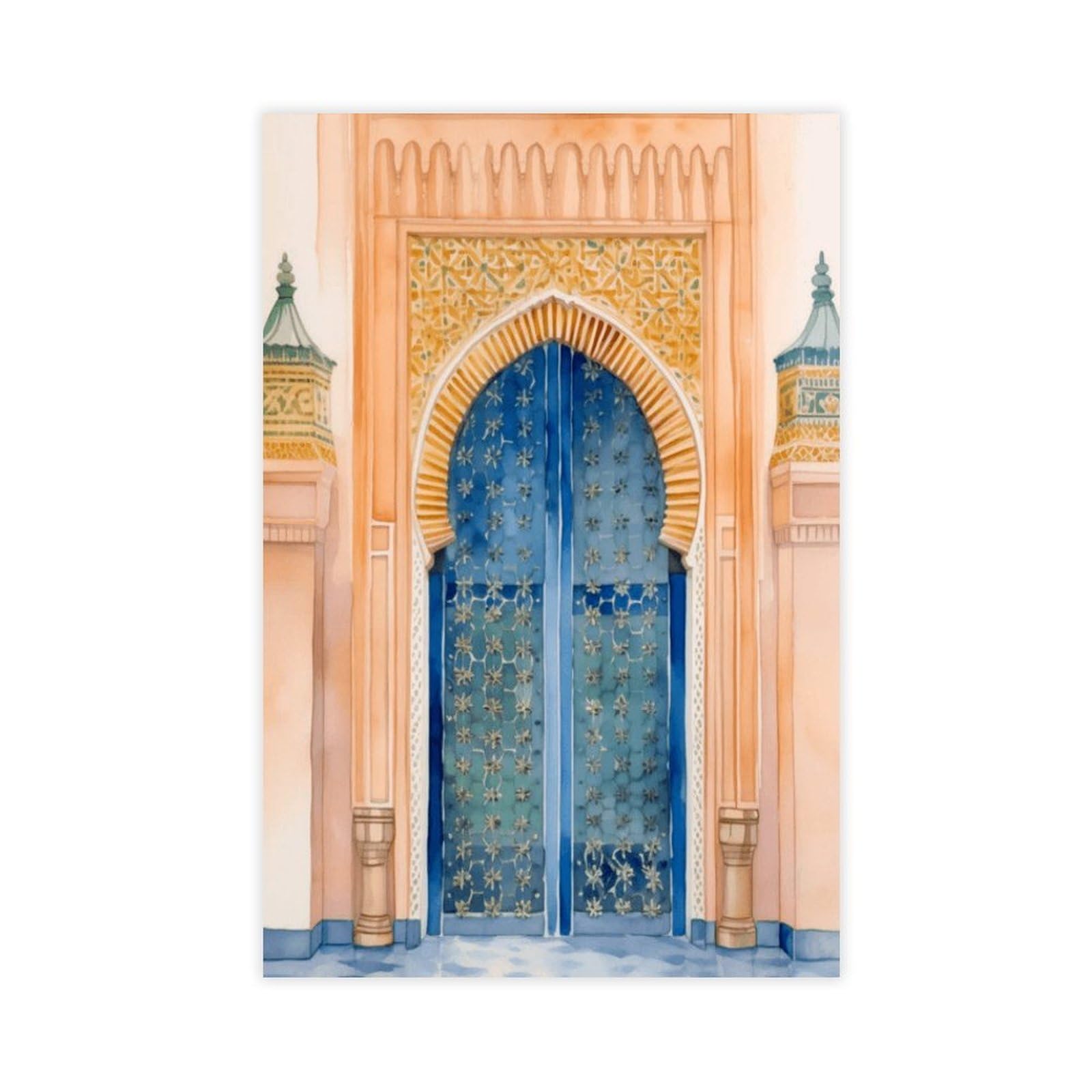 Utgn Moroccan Door Watercolor Canvas Poster Wall Art Print Picture Paintings 12X18inch(30X45cm)