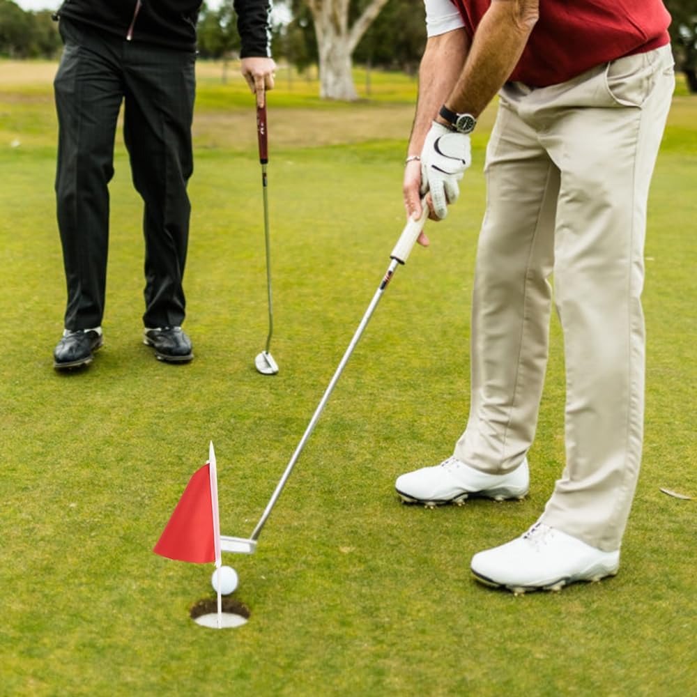 Bâton de Drapeau de Golf,Ensemble de Bâtons de Drapeau de Golf en Acier Inoxydable avec Tasse a Trou D'épingle de Golf pour la Pratique du Golf
