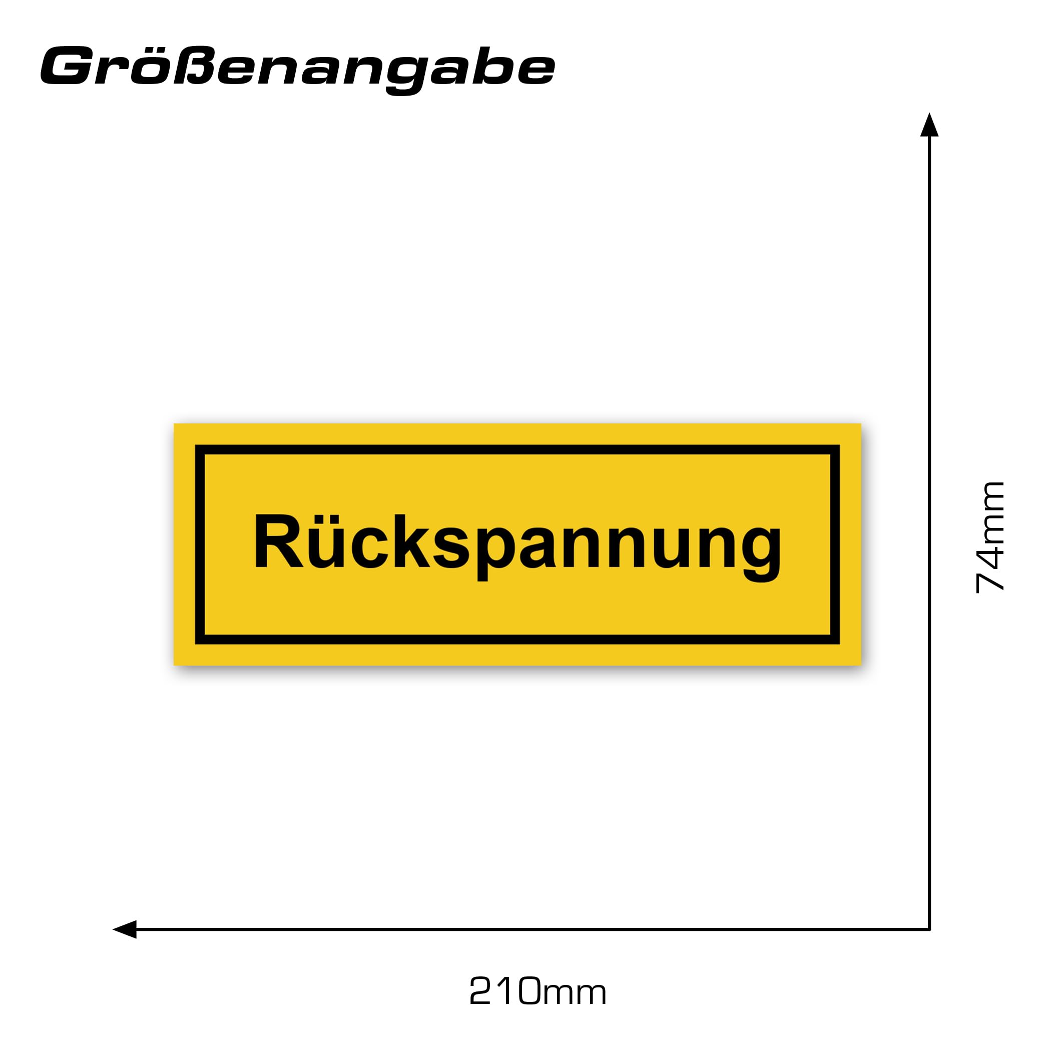 100 Stück Warnaufkleber Rückspannung Sicherheitsaufkleber 210x74mm