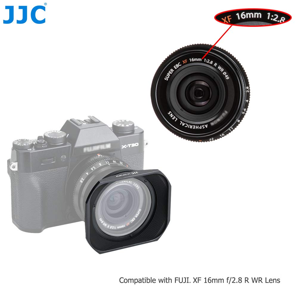JJC Bagnetowa Osłona Przeciwsłoneczna LH-JXF16F28 Do Obiektywu Fujinon XF 16 mm F2.8, Kompatybilna z FUJIFILM XF f/2.8 R WR z Suwakiem