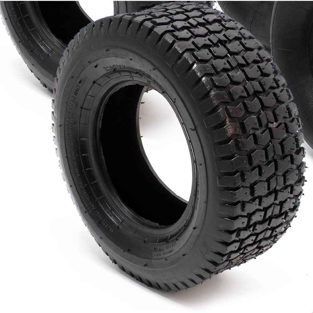 Wiltec 2x Reifenmantel 2x Schlauch für Aufsitzmäher/Rasentraktor 18x8.50-8 4PR Winkelventil