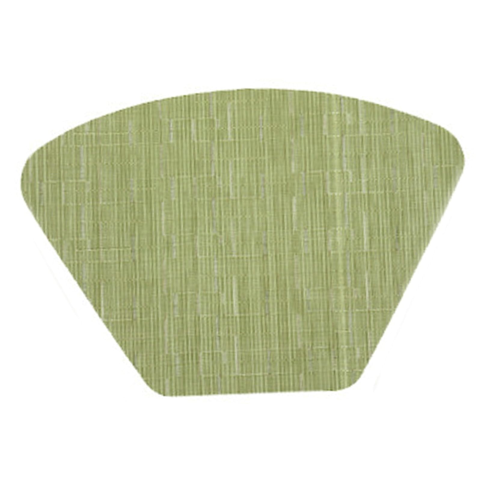 Set de table vinyle lavable antidérapant tressé vert | 6 napperons forme éventail 48x33