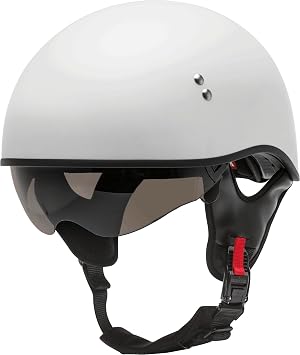 GMAX HH-65 Naked Motorcycle Street Half Helmet (White, Large)