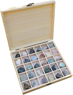 Rock Energy Healing Set – 30 Igneous, Sedimentary & Metamorphic Rock Specimens in Wooden Box for Grounding, Meditation & Natural Stress Relief (metamorphic Rock)