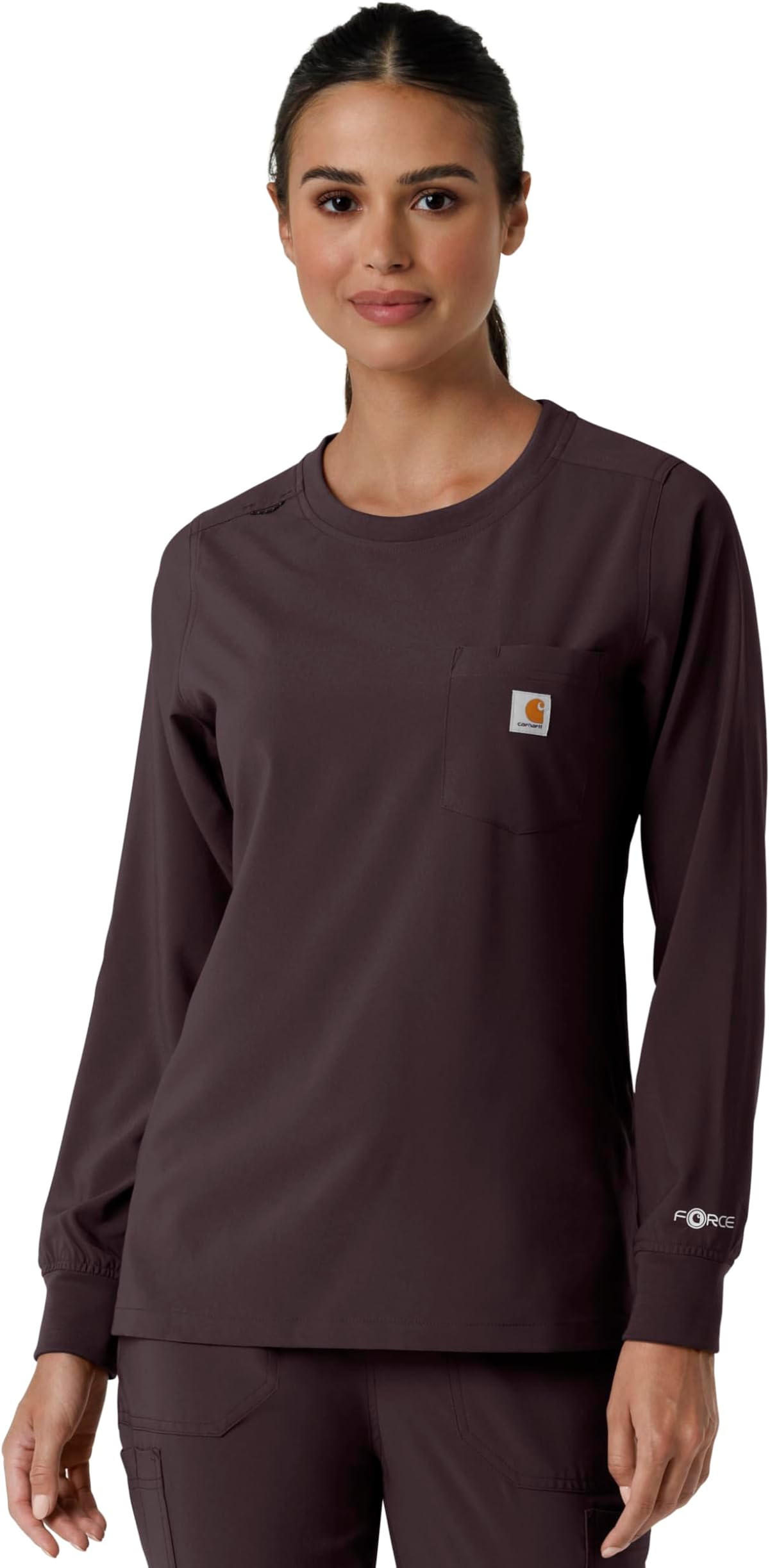 Scrubs for Women Force Cross-Flex Long Sleeve Crew Neck Tops with 1 Pocket