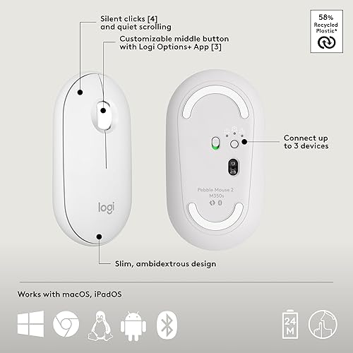 Miniatura 7 de Logitech Pebble 2 Combo para Mac, teclado y mouse inalámbricos, delgado, silencioso y portátil, personalizable, mouse y teclado Bluetooth, fácil de